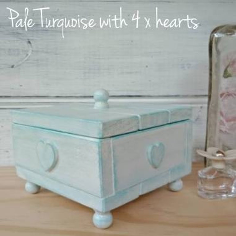 Jewelry storage Velvet lined jewelry box Country cottage White on charcoal Rings /& studs storage Large shabby chic wooden jewellery box