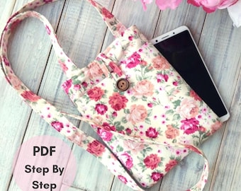PDF Passo a Passo - Bolsa Floral Matelassada para Celular - Costura DIY para Iniciantes - Muitas fotos, instruções detalhadas e dicas