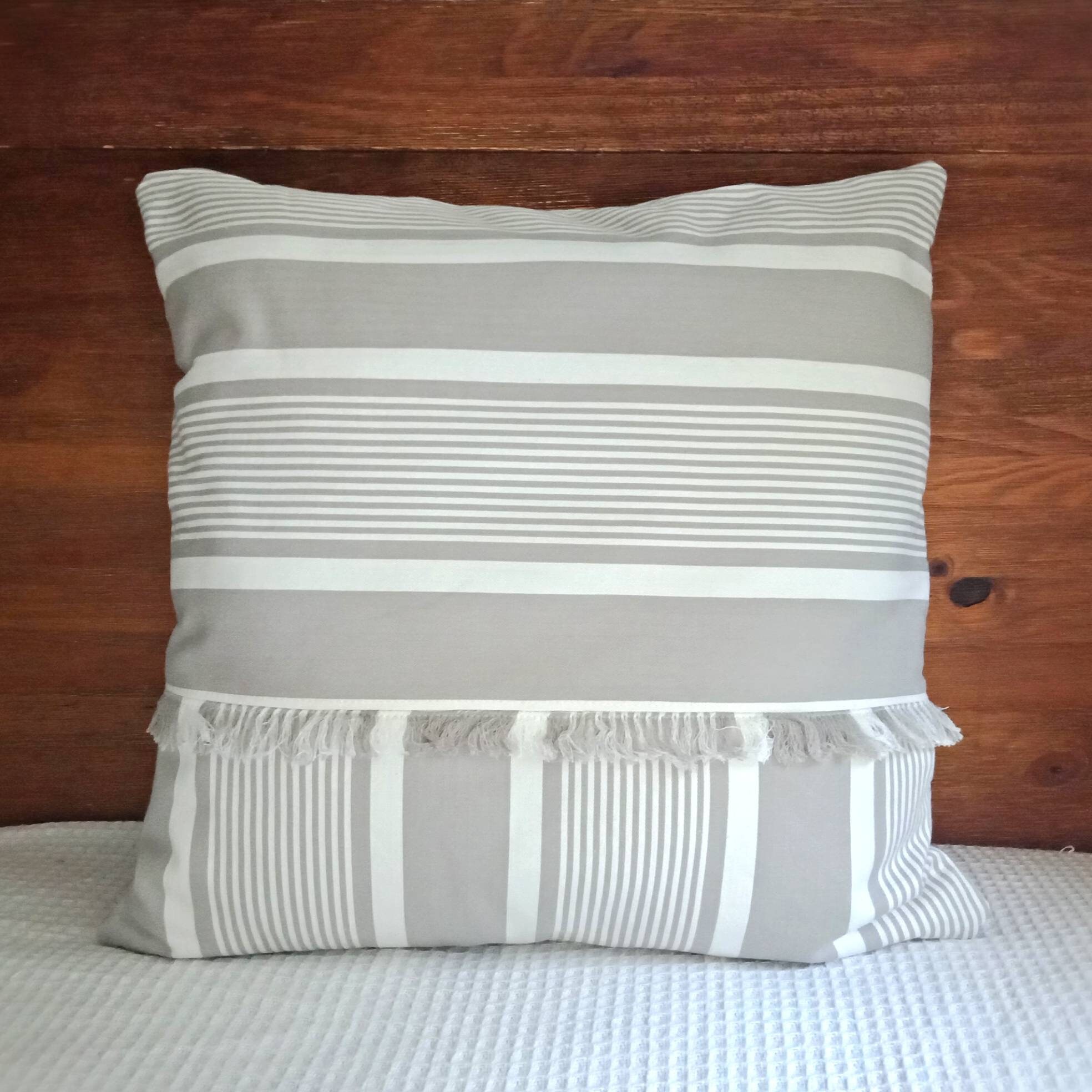 TAUPE TICKING Lumbar Pillow Cover Neutral Stripe Throw Etsy UK