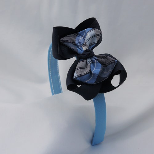 Navy Blue Bow Headband School Uniform Bow / Headband Etsy