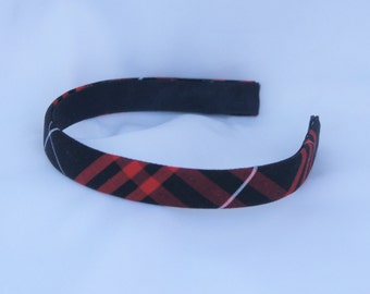 School Uniform Plaid Headband - Red and Navy
