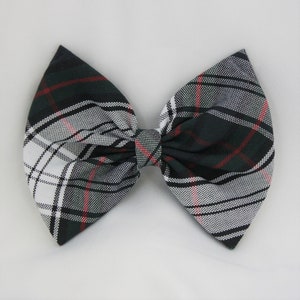 Plaid School Uniform Hair Bow - green/white/red plaid