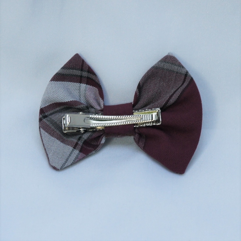 Maroon School Uniform Plaid Bow Pigtail Mini Set