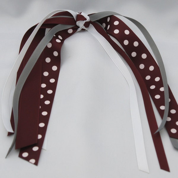 School Uniform Ponytail Streamers - Maroon