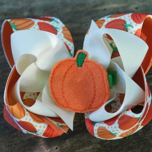 Double Layer Pumpkin Bow with Pumpkin Felt