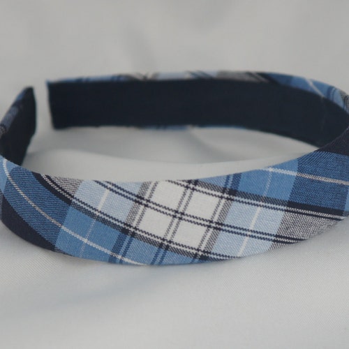 School Uniform Headband Light Blue Plaid Etsy