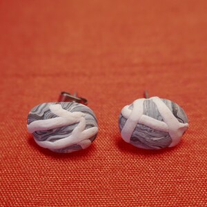 Rocks Stud Earrings, Casual Meeting - Handmade Polymer Clay Pebbles and Hypoallergenic Surgical Steel