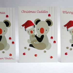 Koala in Nikolausmütze - Grußkarte - Mama kuschelt an australisches Ureinwohner Karte - mit ganz viel Liebe - Weihnachtsgrüße von unten