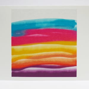 Rainbow greeting card, Fresh Paint - Mother's Day horizontal colourful watercolour brushstrokes greeting card for her - watercolor cards