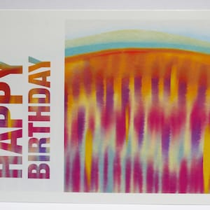 Carte de voeux de joyeux anniversaire - carte d'art numérique de traits de peinture aquarelle colorée - cartes vibrantes lumineuses de jour de mamans d'arc-en-ciel