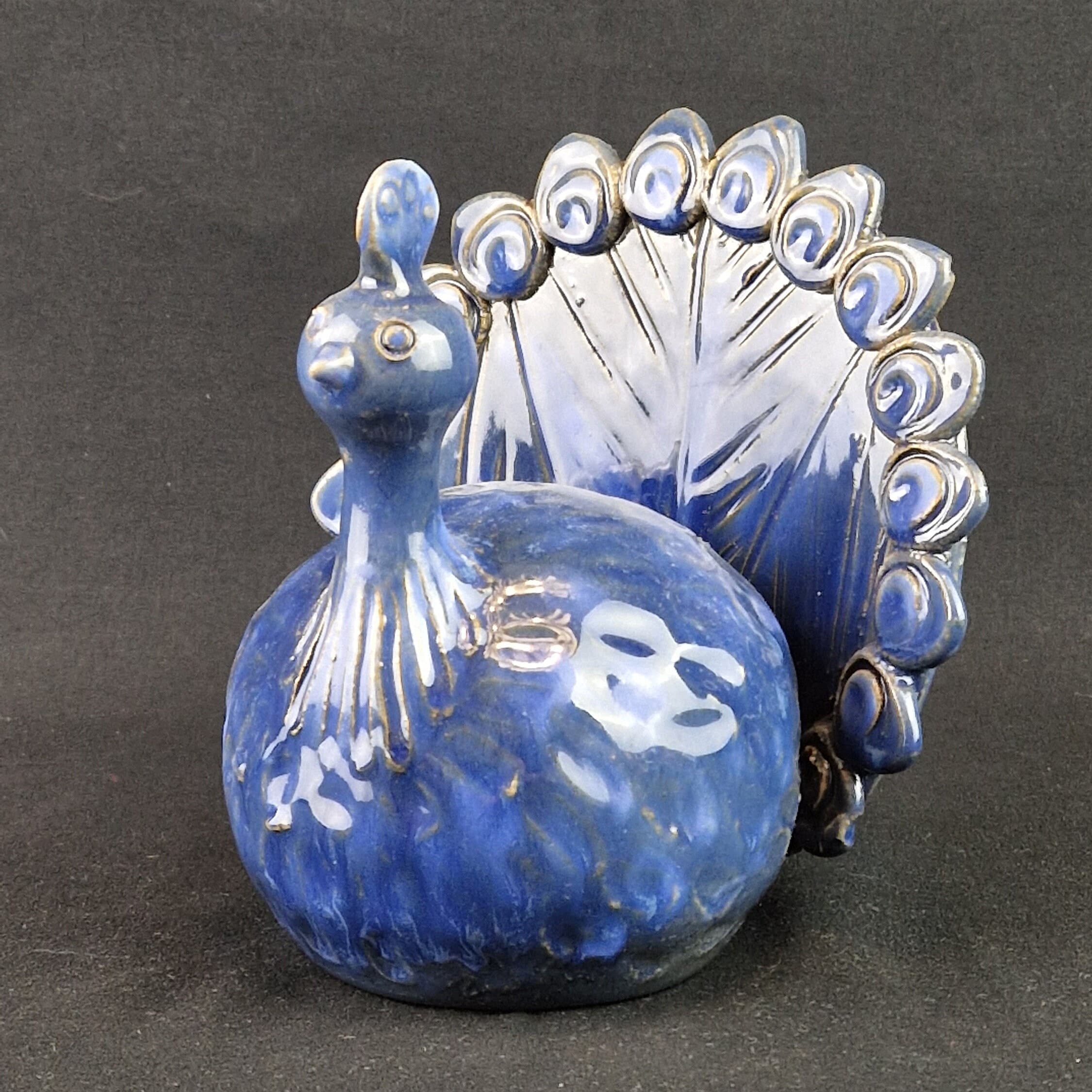 Ceramic Peacock Blue Peacock Pottery Beautiful Peacock Etsy