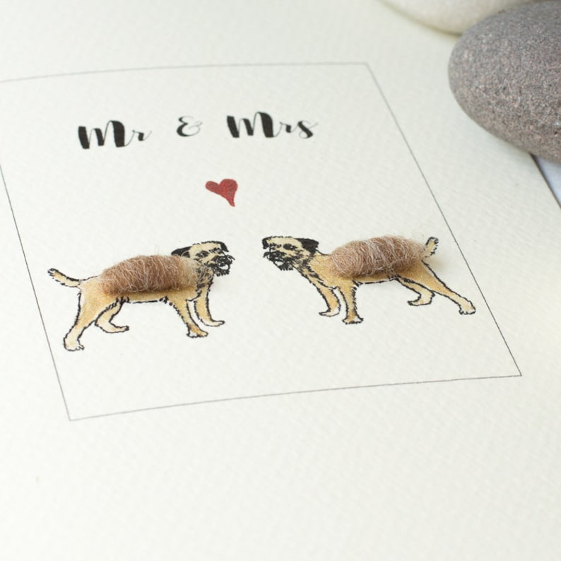 Mr and Mrs card fluffy dogs greeting card Anniversary card Wedding card Border Terriers Card Valentine/'s Card