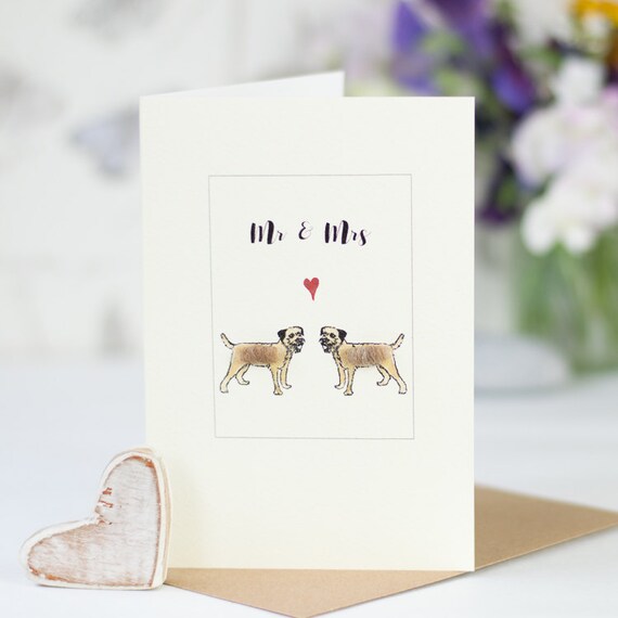 Lovely 77 Border Terrier Wedding Card