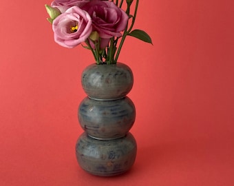 Handmade Ceramic Bubble Vase - Blue