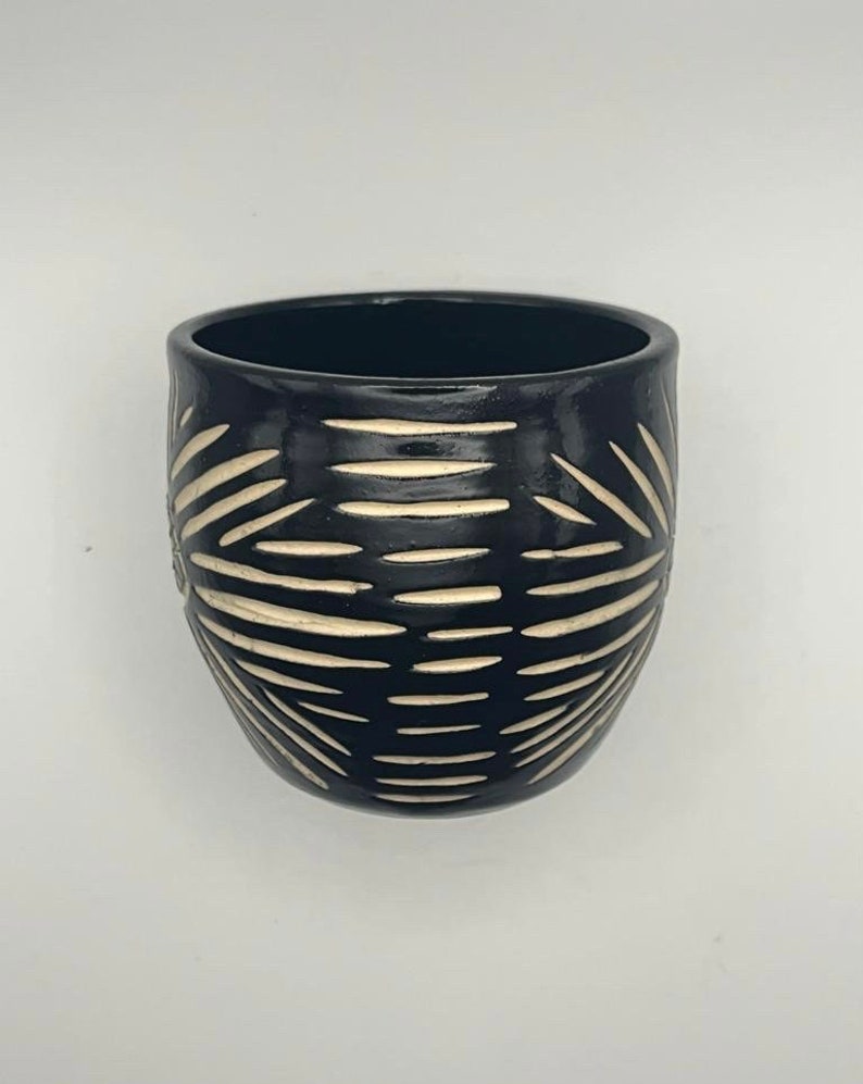 Handmade Ceramic Eye Handleless Hug Mug Black image 4