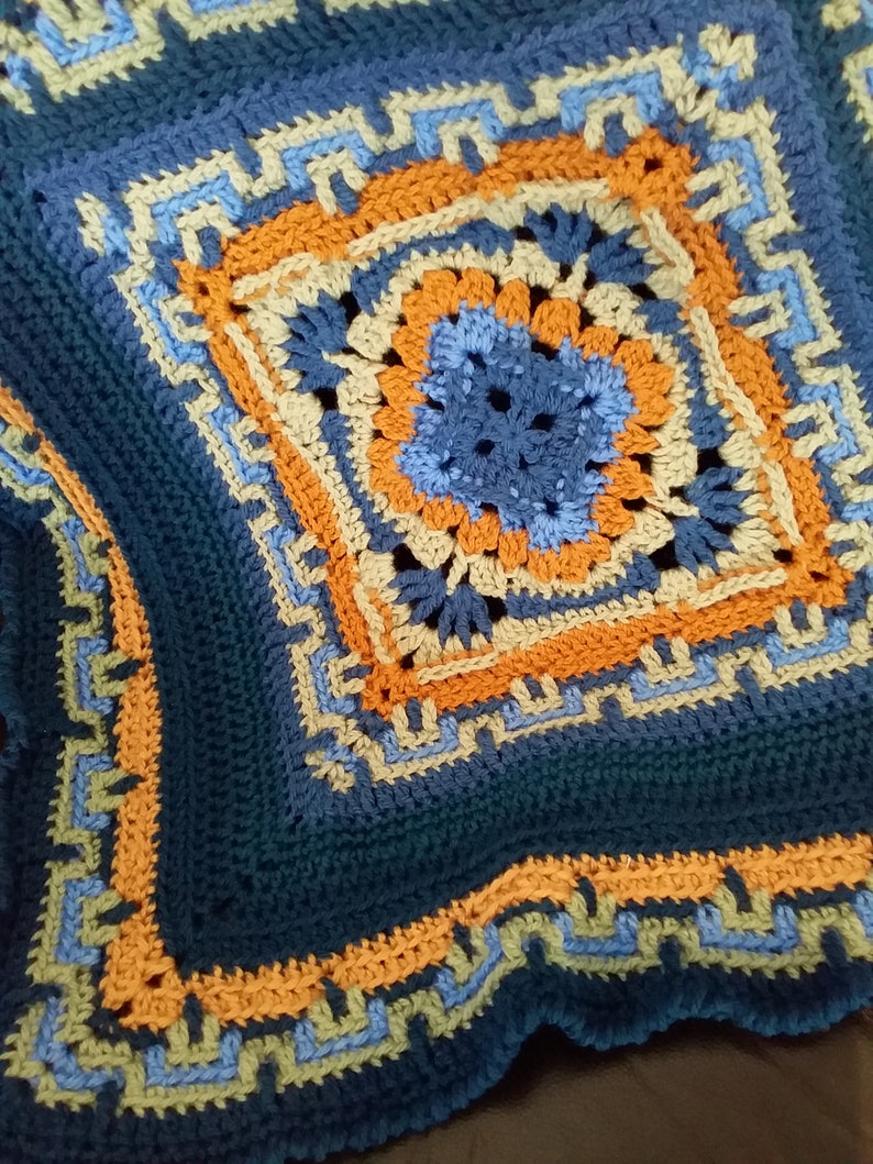 BLUE MOON BLANKET an Unusual Afghan Handmade in Tones of Etsy