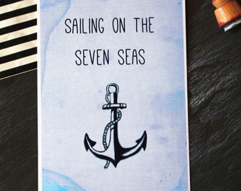 Postcard anchor sailing on the world seas