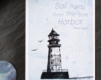 Postcard lighthouse harbor