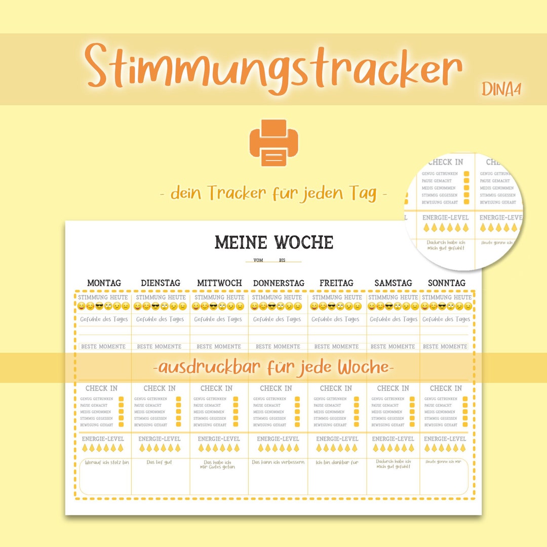 Mood Tracker to Print Out Digital Diary Feelings Tracker Etsy