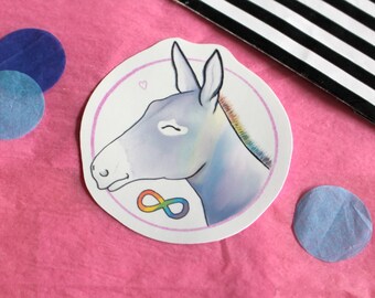 Donkey sticker vinyl glossy rainbow