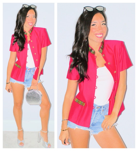 pink short sleeve jacket