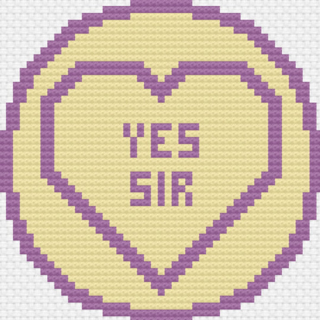 YES SIR Rude Loveheart Cross Stitch Candy Heart Naughty Etsy