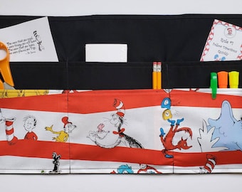 Handgefertigte Dr. Seuss Lehrer Schürze: 6-Pocket Lehrmittel