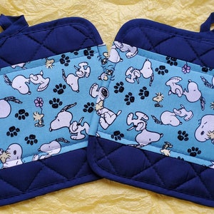 Handgemachte Snoopy und Woodstock Topflappen für die Küche