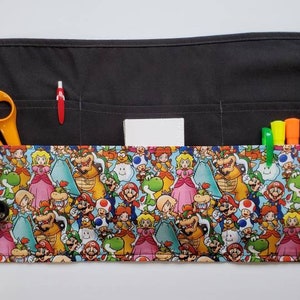 Server Apron Mario Brothers and Friends/Gaming Half Apron with 6 pockets - Teacher/Food Service/Vendor/Waitress/Unisex