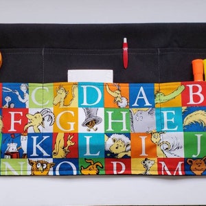 Handmade Doctor Seuss Half Apron with 6 pockets - Teacher/ Preschool/ Classroom/Teaching Tools - Seuss Blocks