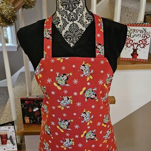 Mickey and Minnie Mouse Christmas Kitchen Apron