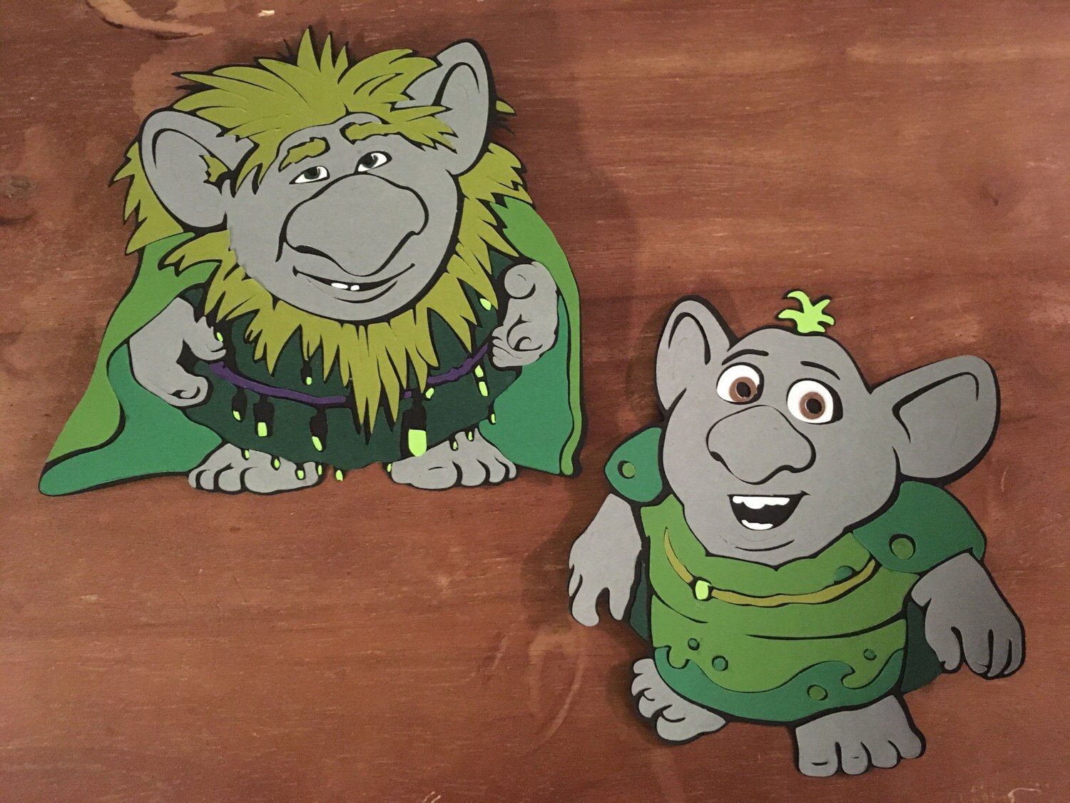 Pabbie/Grandpa Troll and Bulda die cuts from Frozen Etsy