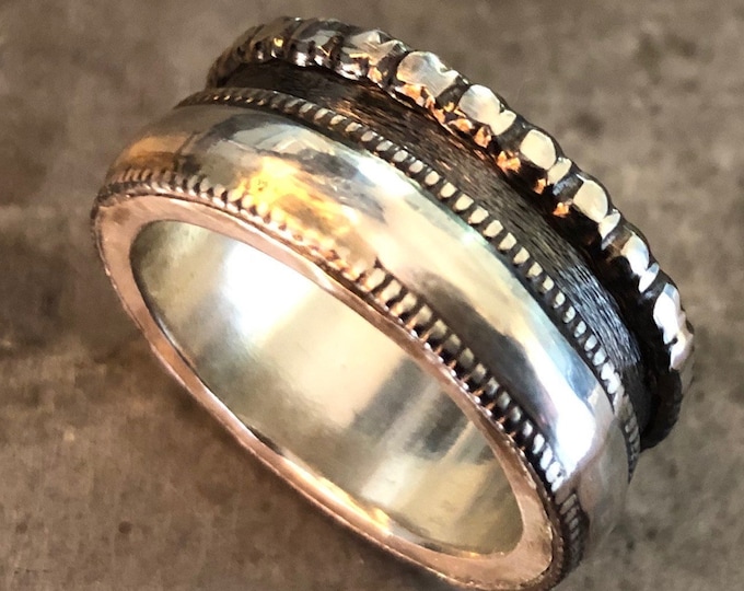 10mm - Viking Wedding Ring - Sterling Silver - Unisex Wedding Band - Handmade Ring