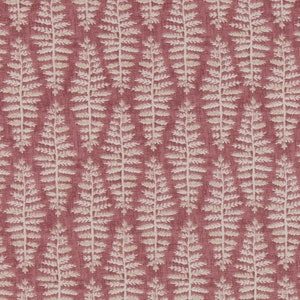 Botanical Fern Leaf Rosa Cotton Curtain Upholstery Cushion Roman Blind Fabric