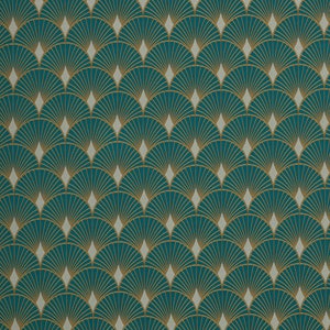 Art Deco Fan Emerald Green Jacquard Curtain Upholstery Cushion Use Designer Fabric