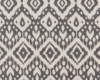 Moroccan Ikat Anthracite Cotton Curtain Upholstery Cushion Roman Blind Fabric