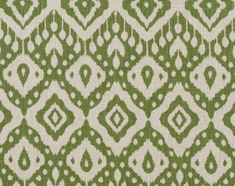 Moroccan Ikat Emerald Green Cotton Curtain Upholstery Cushion Roman Blind Fabric
