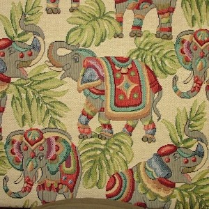 Animal Tapestry - Elephants - Designer Fabric Ideal For Upholstery Curtains Cushions Throws