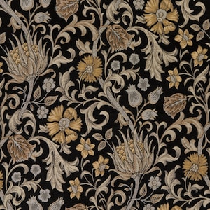 Scottish Thistle Saffron Black Chenille Fabric Curtain Cushion Upholstery Throws