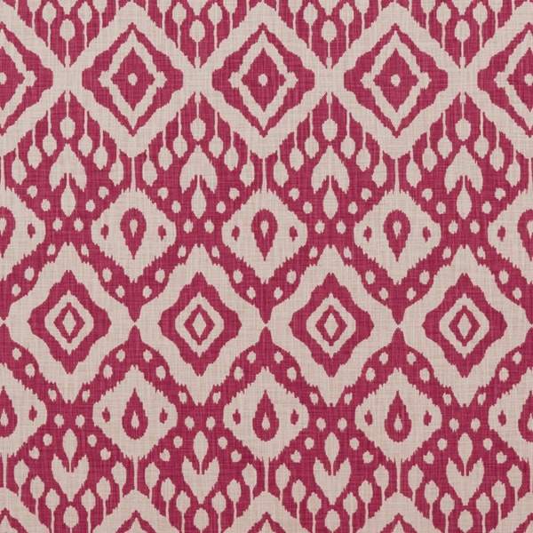 Moroccan Ikat Begonia Pink Cotton Curtain Upholstery Cushion Roman Blind Fabric
