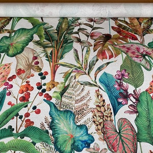 Green Tropical Palm Plants Botanical Linen Fabric Curtain Upholstery Cushion