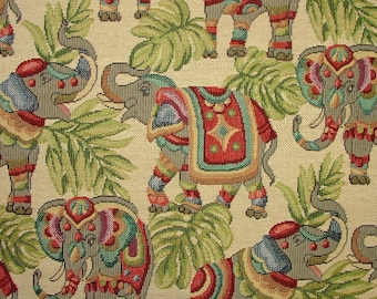 Tierischer Wandteppich – Elefanten – Designerstoff, ideal für Polster, Vorhänge, Kissen, Überwürfe