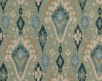 iLiv Boho Sage Green Ikat Linen Blend Cotton Curtain Upholstery Cushion Fabric