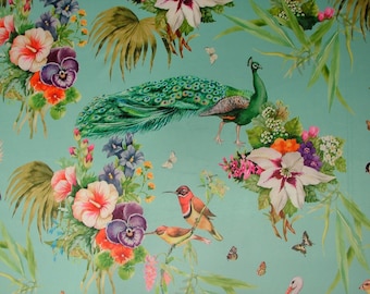 Botanist Plants Peacock Botanical Curtain Upholstery Cushion Plush Velvet Fabric