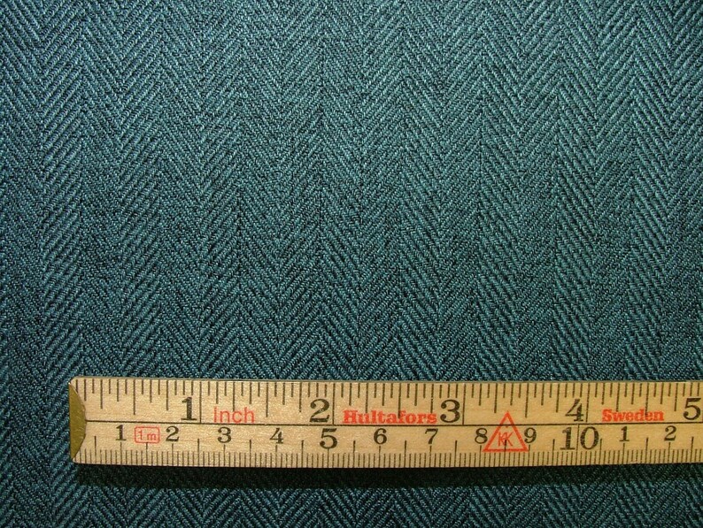 Blue Herringbone Tweed Wool Effect Washable Upholstery Etsy