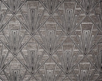 Gatsby Grey (Chrysler) Art Deco Samt Chenille Faser Naturelle Vorhang Polsterstoff