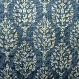 Spruce Tree Sapphire Blue Cotton Curtain Upholstery Cushion Roman Blind Fabric image 1