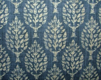 Spruce Tree Sapphire Blue Cotton Curtain Upholstery Cushion Roman Blind Fabric