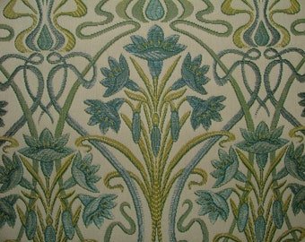 Art Nouveau Prussian Blue Thick Designer Jacquard Curtain Upholstery Cushion Use Fabric