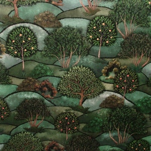 Green Meadow Velvet Curtain Upholstery Cushion Plush Soft Velvet Tree Fabric